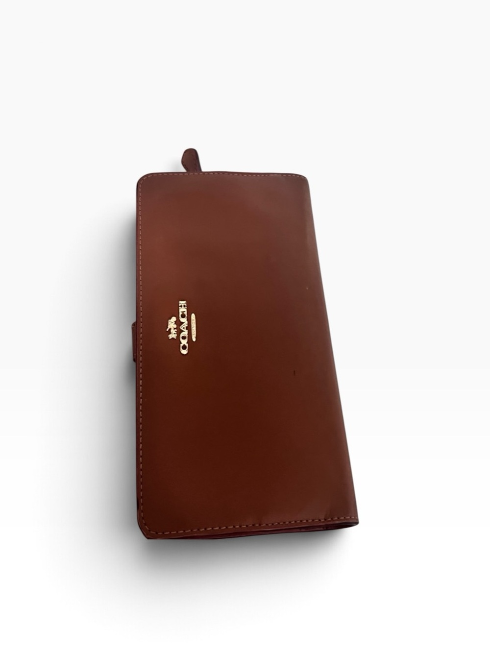 Coach Brown Leather Zip Wallet with Gold Logo